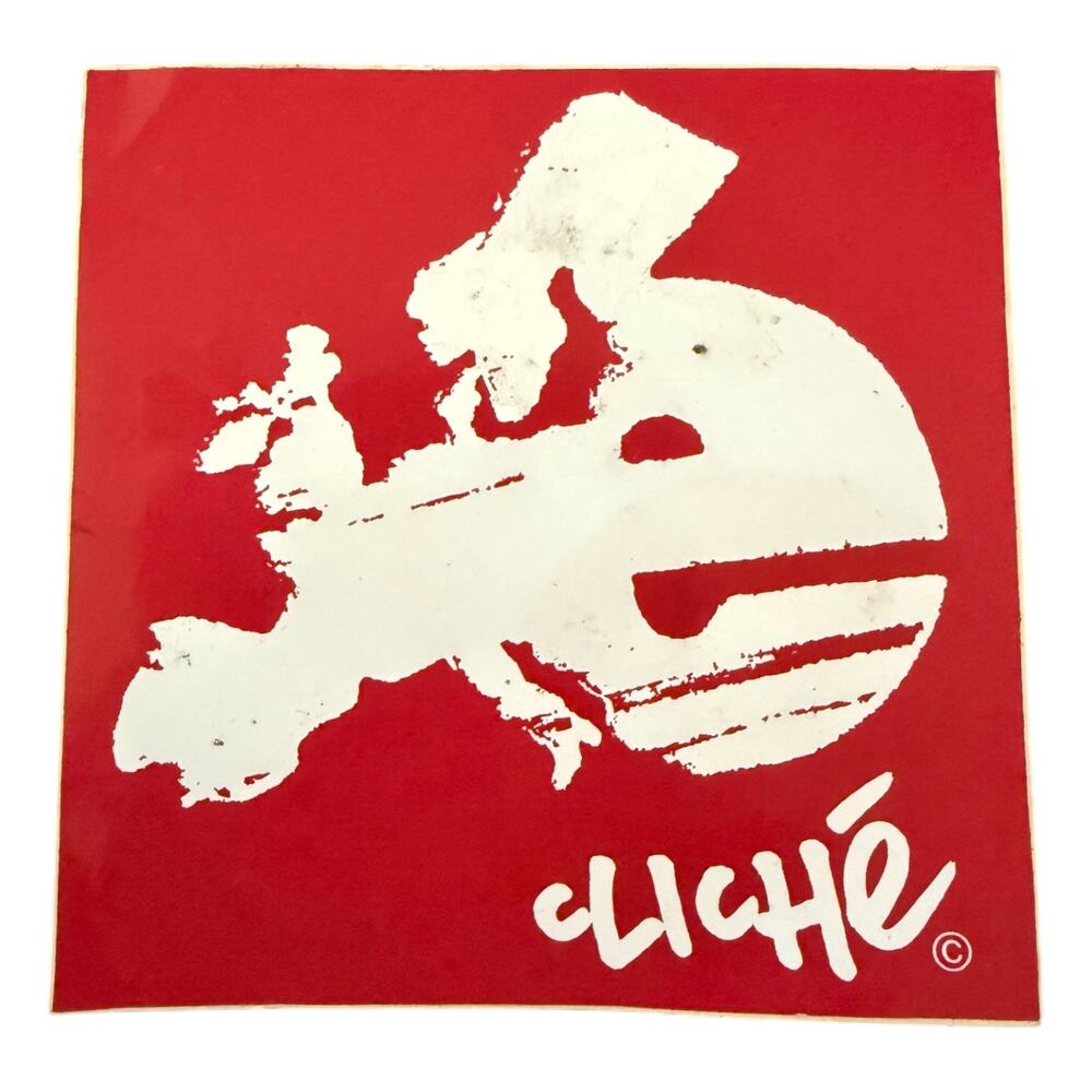 Cliche Vintage Skateboard Red Sticker